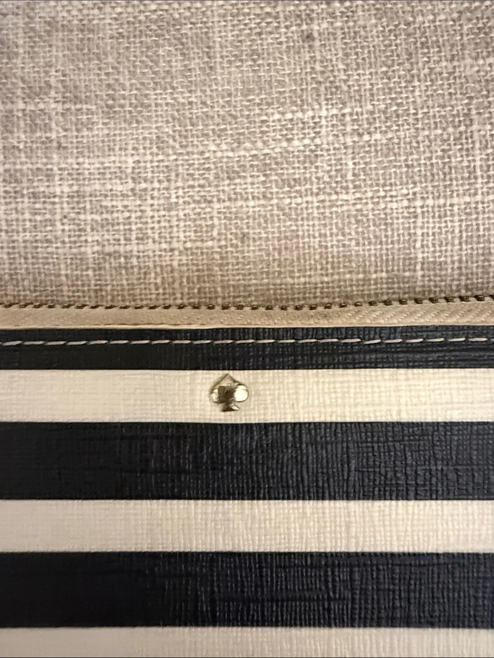 kate spade Black and White Striped Zip Wallet